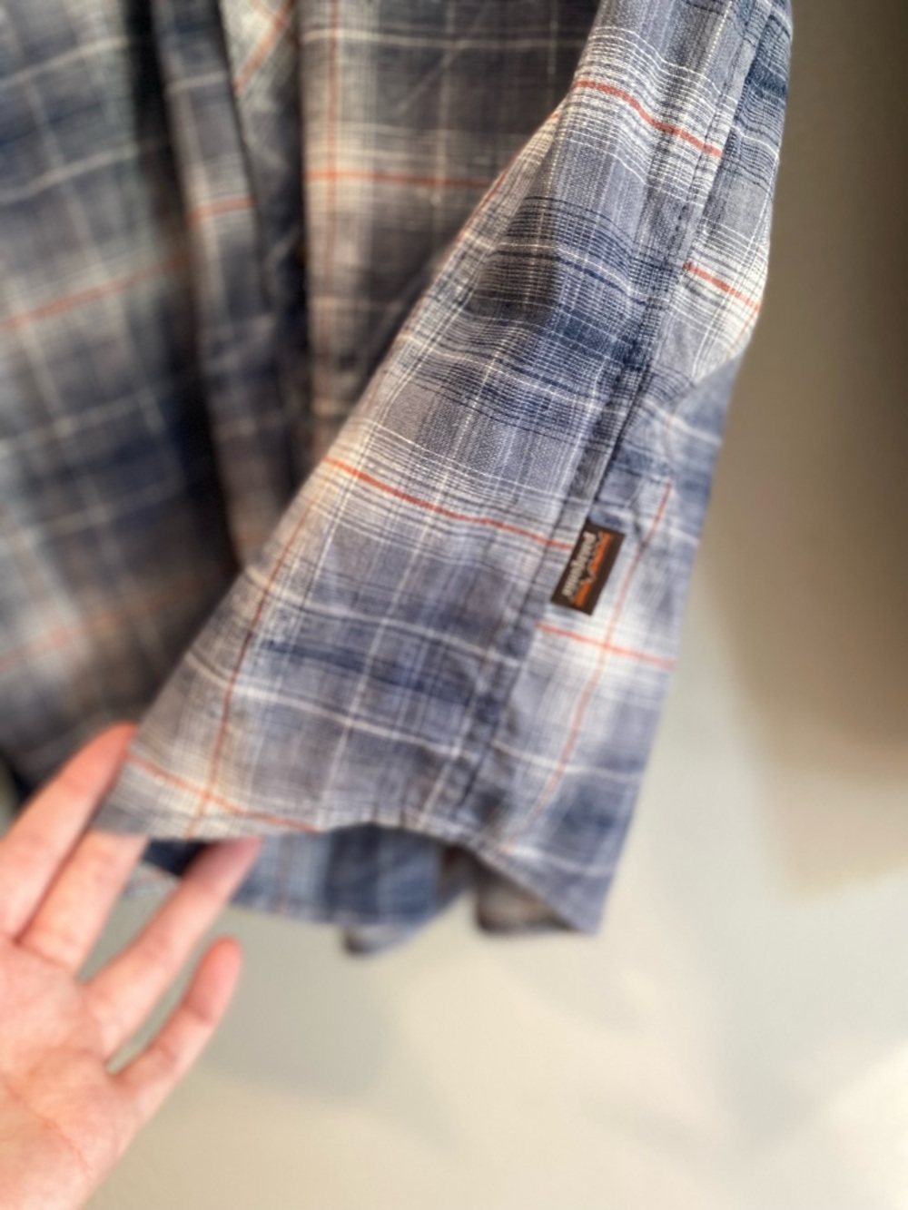 Patagonia Hemp Blend Western Snap Plaid Shirt - Men’s Small - Blue/Orange - Picture 7 of 11
